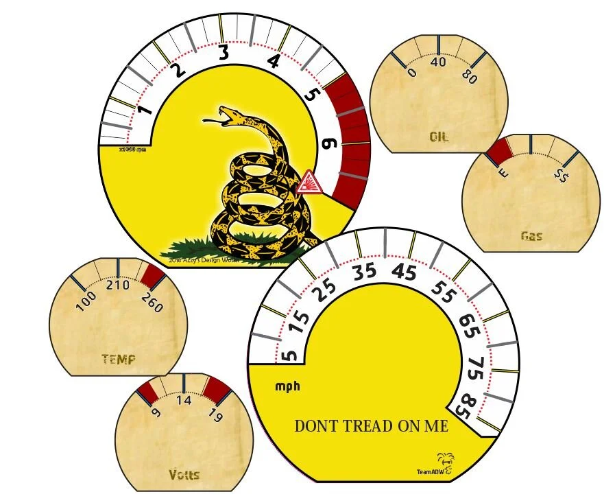Don't Tread On Me (Yellow) -- Gauge Face Kit for Cherokee XJ [Pre